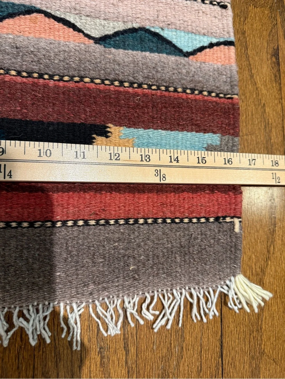Vintage Southwestern Hand Woven Wool Table Runner Rug 16